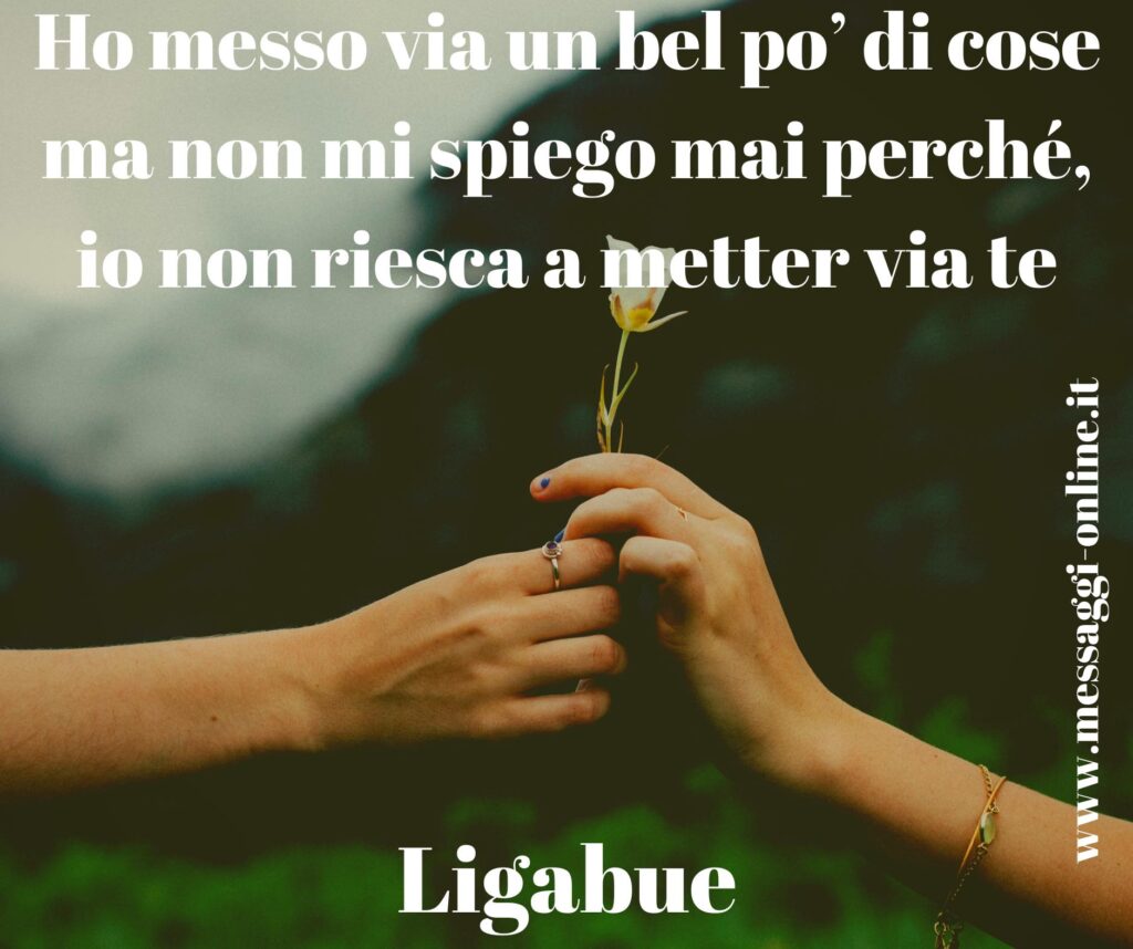 Luciano Ligabue: "Ho messo via un bel po' di cose ma non mi spiego mai perché, io non riesca a metter via te."