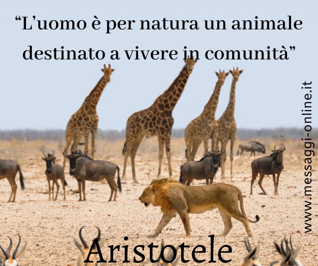 Aristotele:"L'uomo è per natura un animale destinato a vivere in comunità".